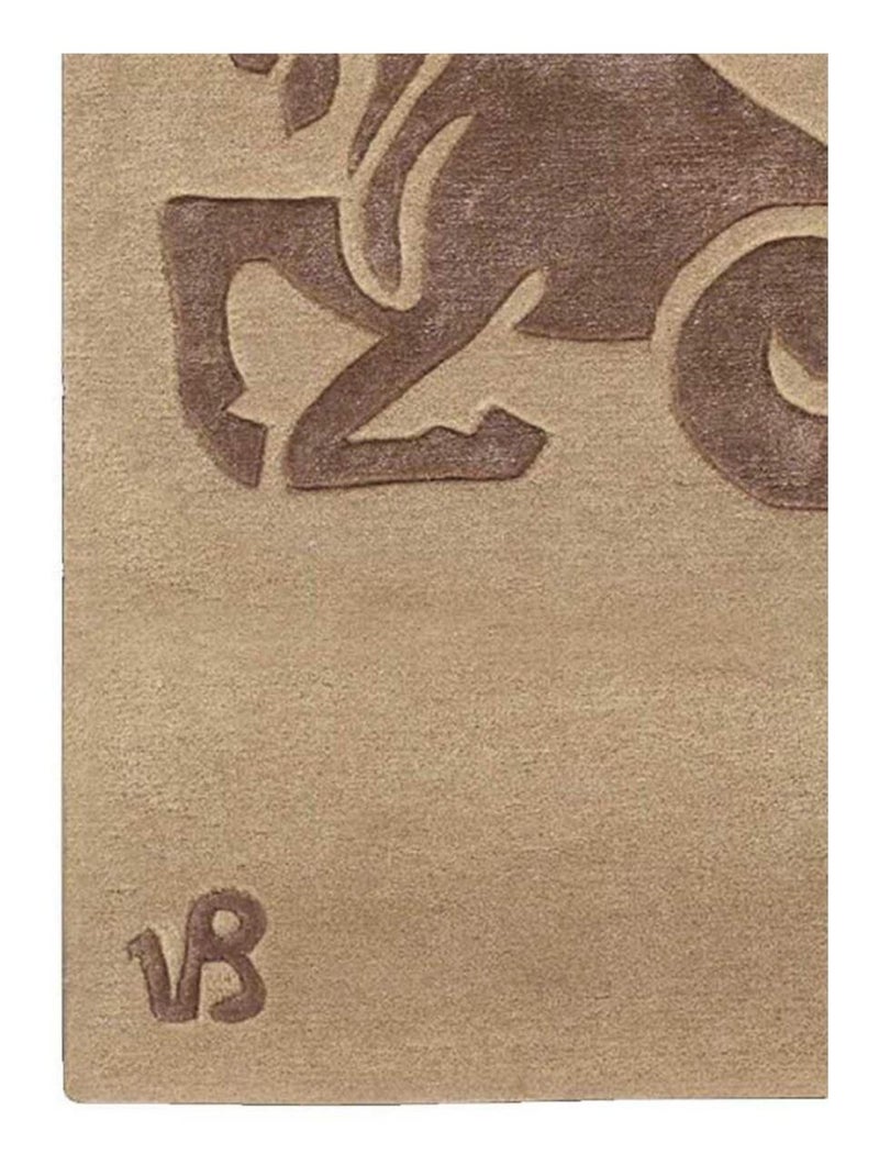 Tapis salon et chambre fait main en laine motif animaux CAPRICORN Beige - Kiabi