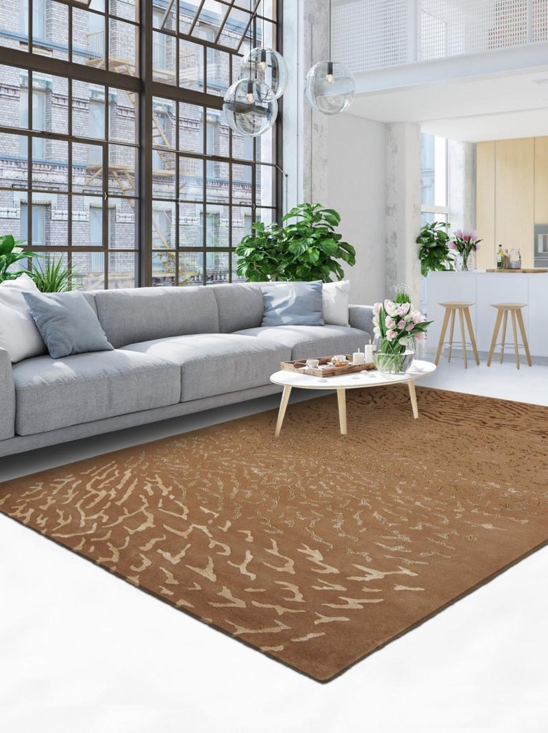Tapis salon et chambre fait main en laine motif animaux IMIPO Marron - Kiabi
