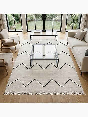Tapis salon et chambre fait main en laine motif berbère RUBINA