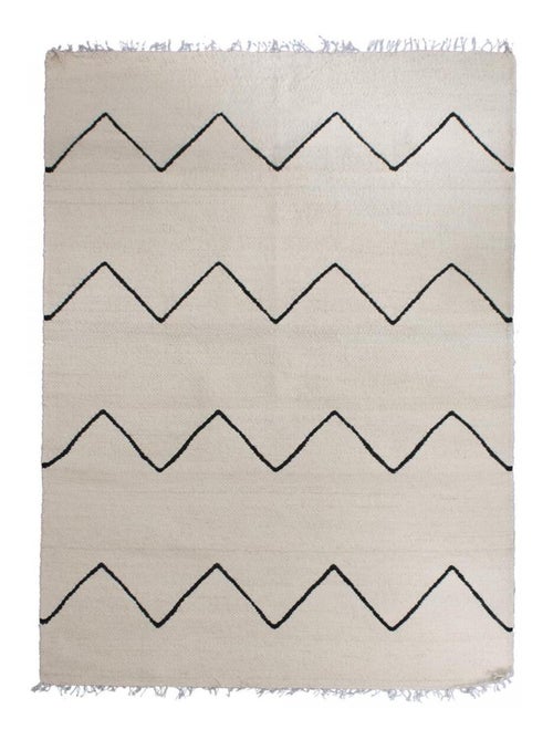 Tapis salon et chambre fait main en laine motif berbère RUBINA - Kiabi