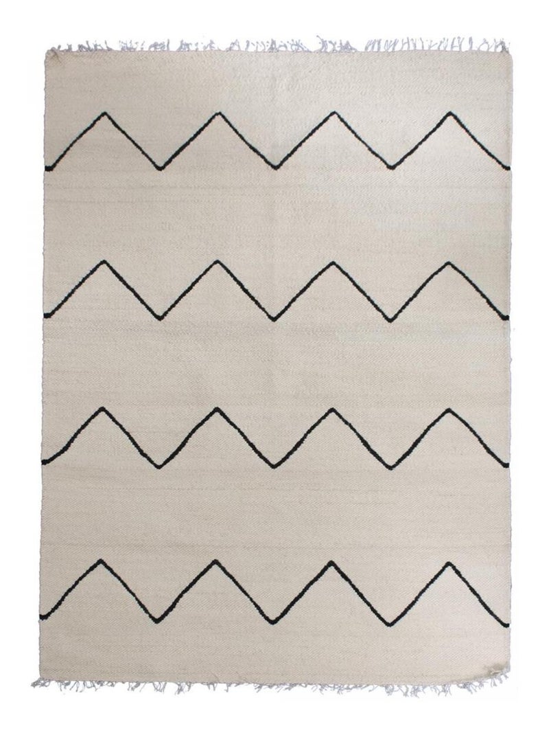 Tapis salon et chambre fait main en laine motif berbère RUBINA Beige - Kiabi