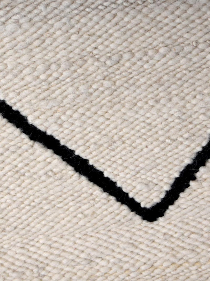 Tapis salon et chambre fait main en laine motif berbère RUBINA Beige - Kiabi