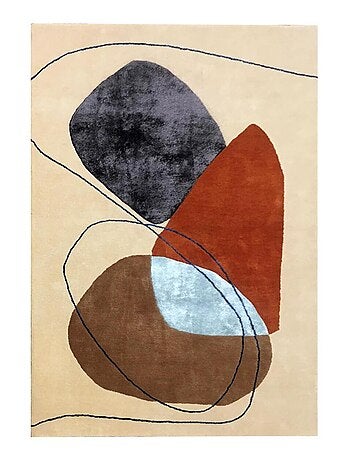 Tapis salon et chambre fait main en laine motif géométrique AZUR