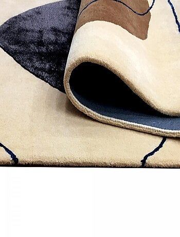 Tapis salon et chambre fait main en laine motif géométrique AZUR