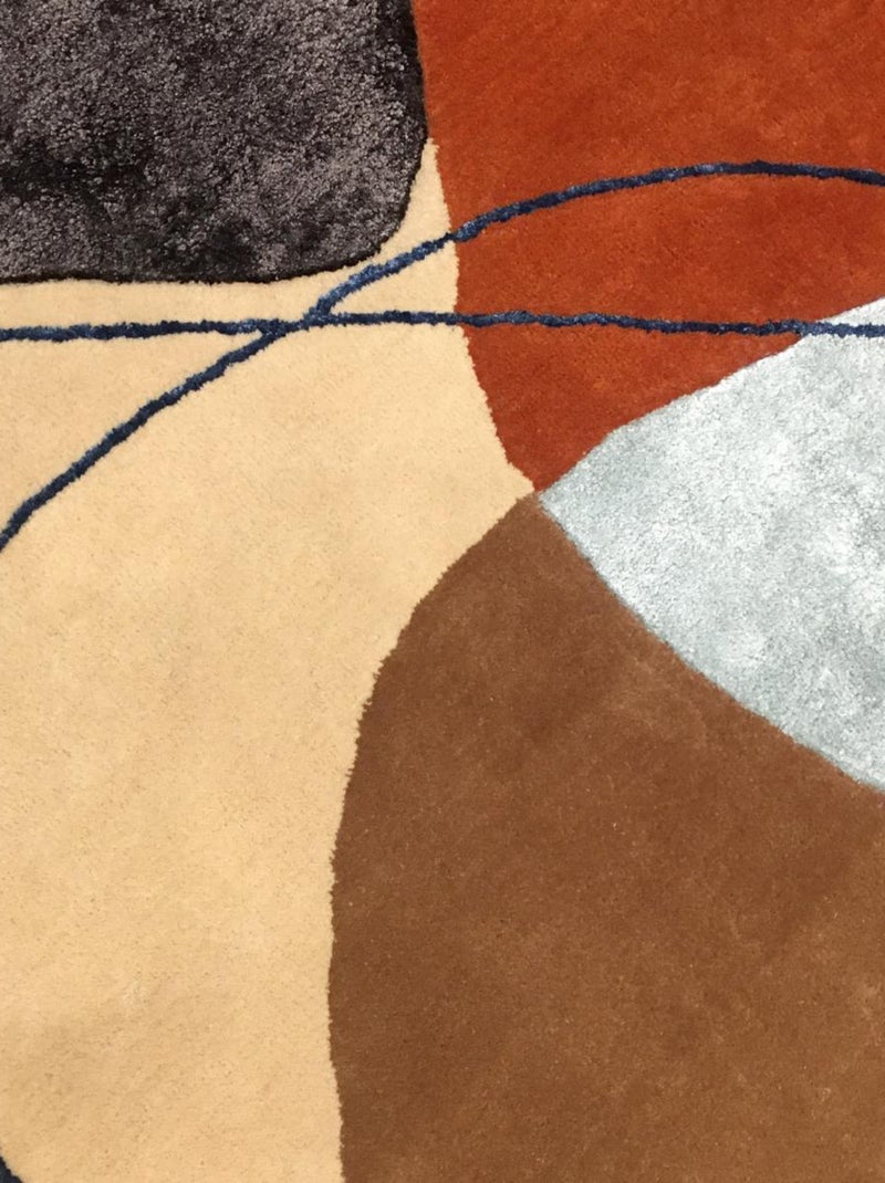 Tapis salon et chambre fait main en laine motif géométrique AZUR Beige - Kiabi