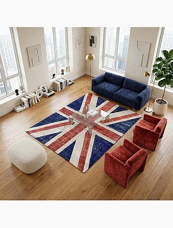 Tapis salon et chambre fait main en laine motif géométrique