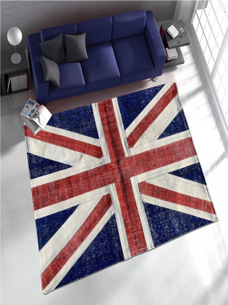 Tapis salon et chambre fait main en laine motif géométrique Bleu - Kiabi