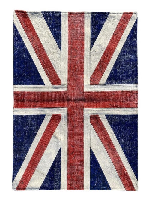 Tapis salon et chambre fait main en laine motif géométrique - Kiabi