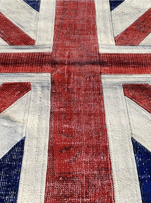 Tapis salon et chambre fait main en laine motif géométrique - Kiabi