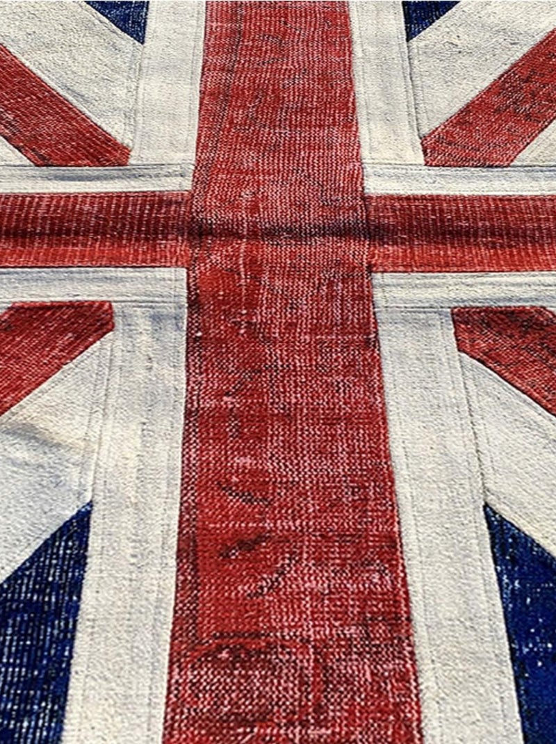 Tapis salon et chambre fait main en laine motif géométrique Bleu - Kiabi