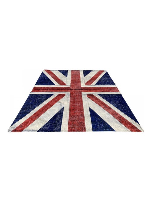 Tapis salon et chambre fait main en laine motif géométrique - Kiabi