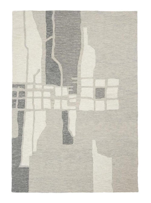 Tapis salon et chambre fait main en laine motif géométrique BUILDING - Kiabi