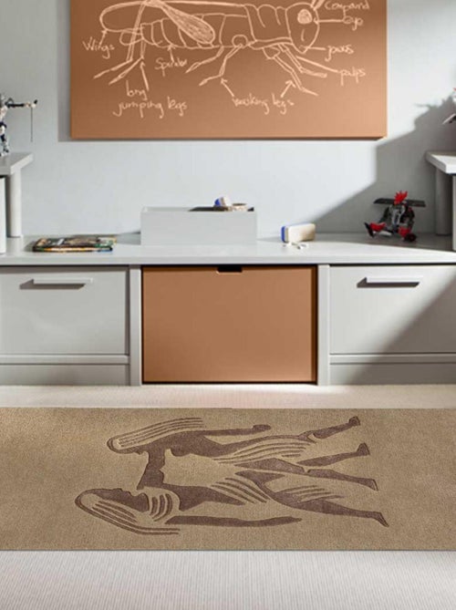 Tapis salon et chambre fait main en laine motif géométrique GEMINI - Kiabi
