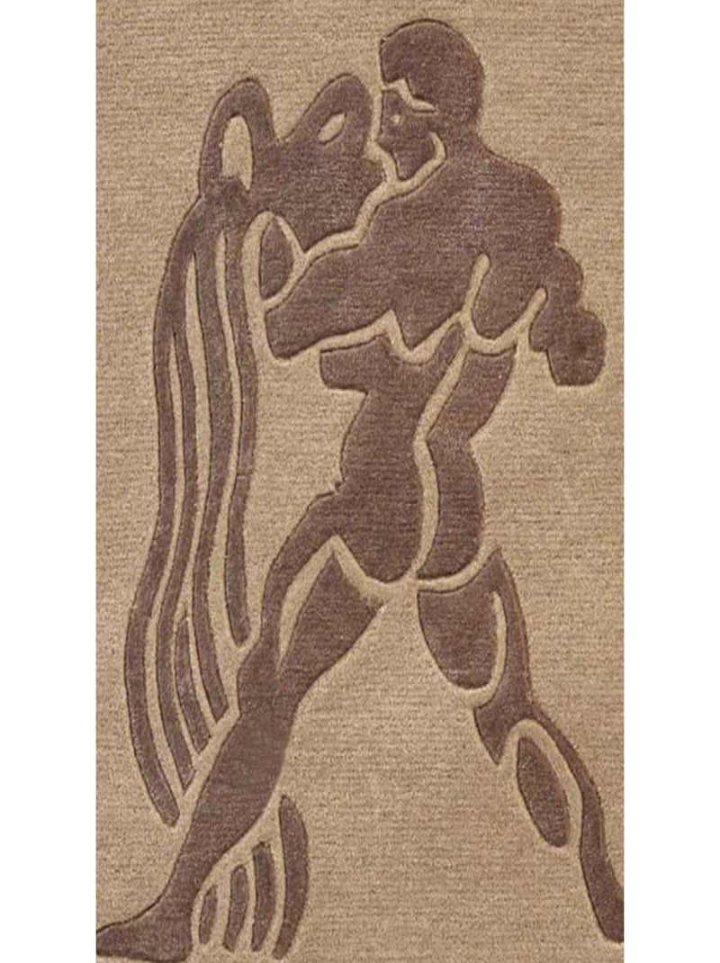 Tapis salon et chambre fait main en laine motif géométrique RIUS Beige - Kiabi