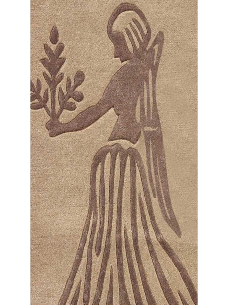 Tapis salon et chambre fait main en laine motif géométrique VIRGO Beige - Kiabi