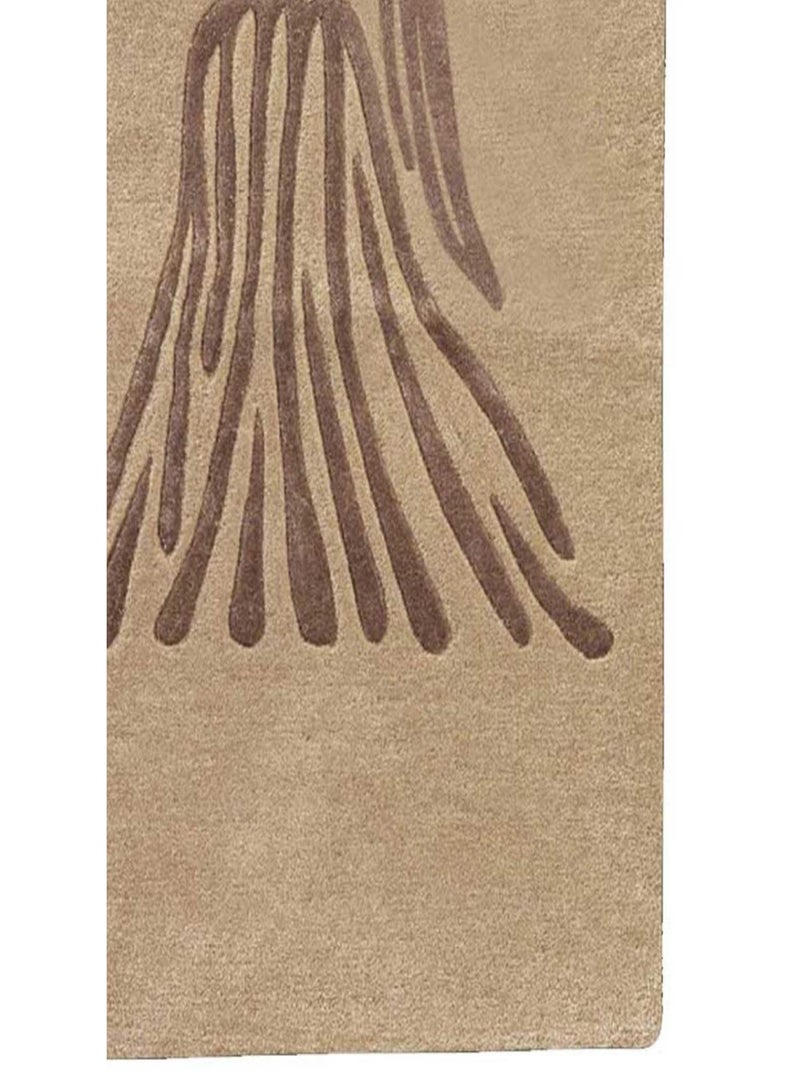 Tapis salon et chambre fait main en laine motif géométrique VIRGO Beige - Kiabi