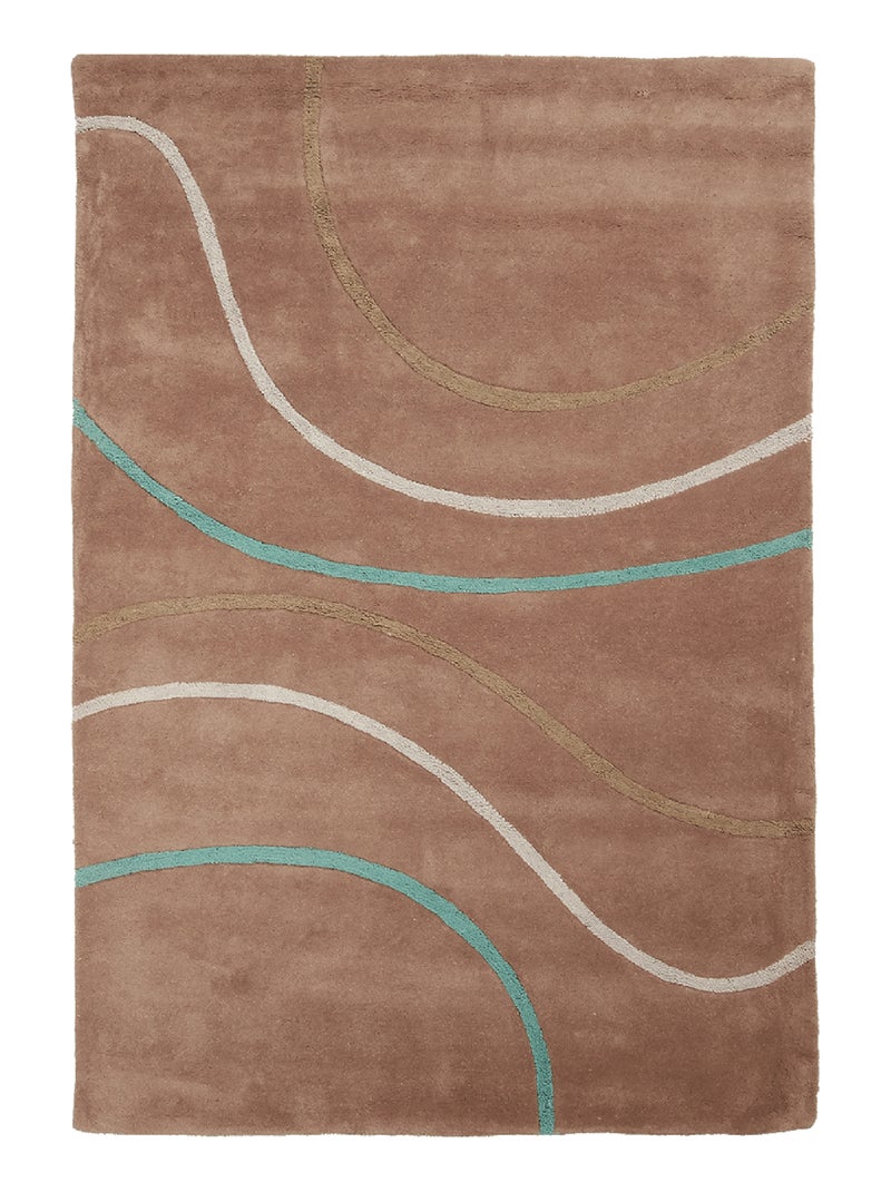 Tapis salon et chambre fait main en laine motif rond JAM Marron - Kiabi