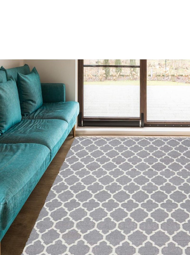 Tapis salon et chambre fait main en laine motif scandinave ARIFA Gris - Kiabi