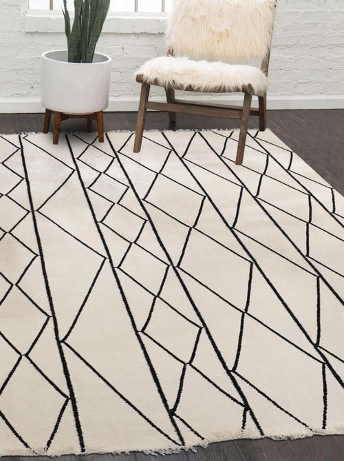 Tapis salon et chambre fait main en laine motif scandinave ELARA - Kiabi
