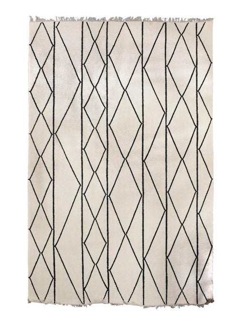 Tapis salon et chambre fait main en laine motif scandinave ELARA - Kiabi
