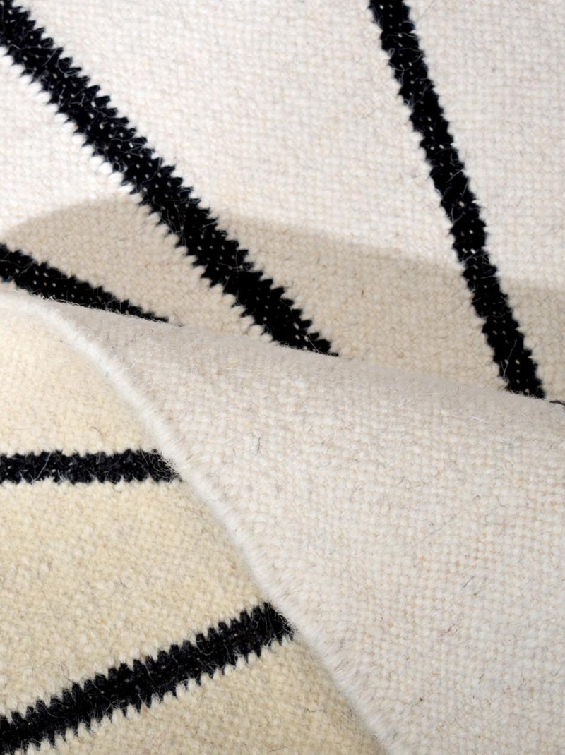 Tapis salon et chambre fait main en laine motif scandinave ELARA Beige - Kiabi