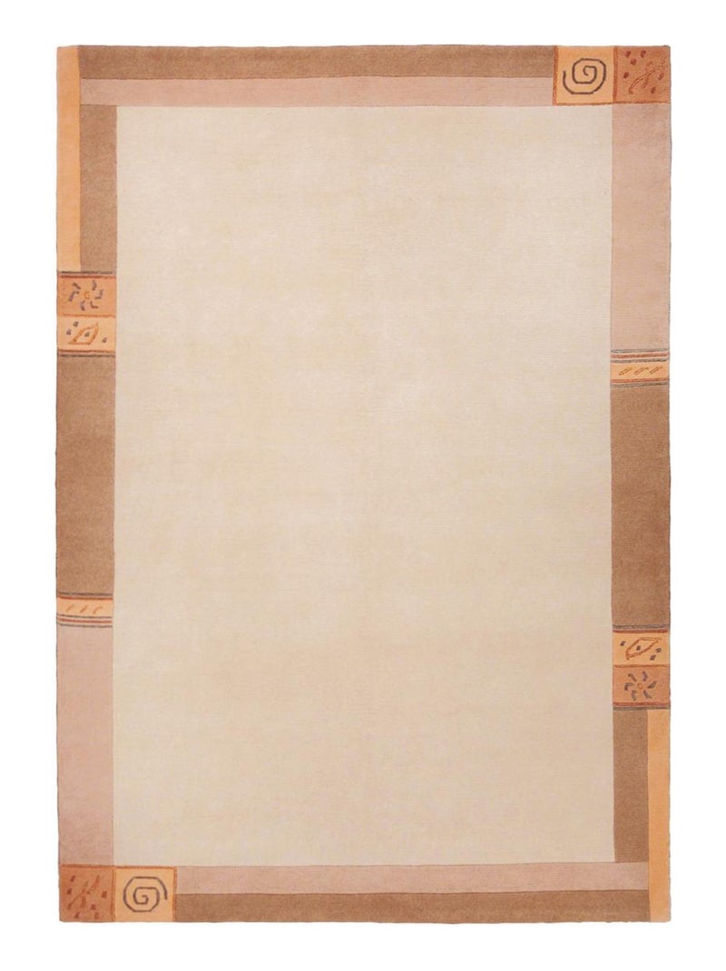 Tapis salon et chambre fait main en laine motif simple LIMANA Beige - Kiabi
