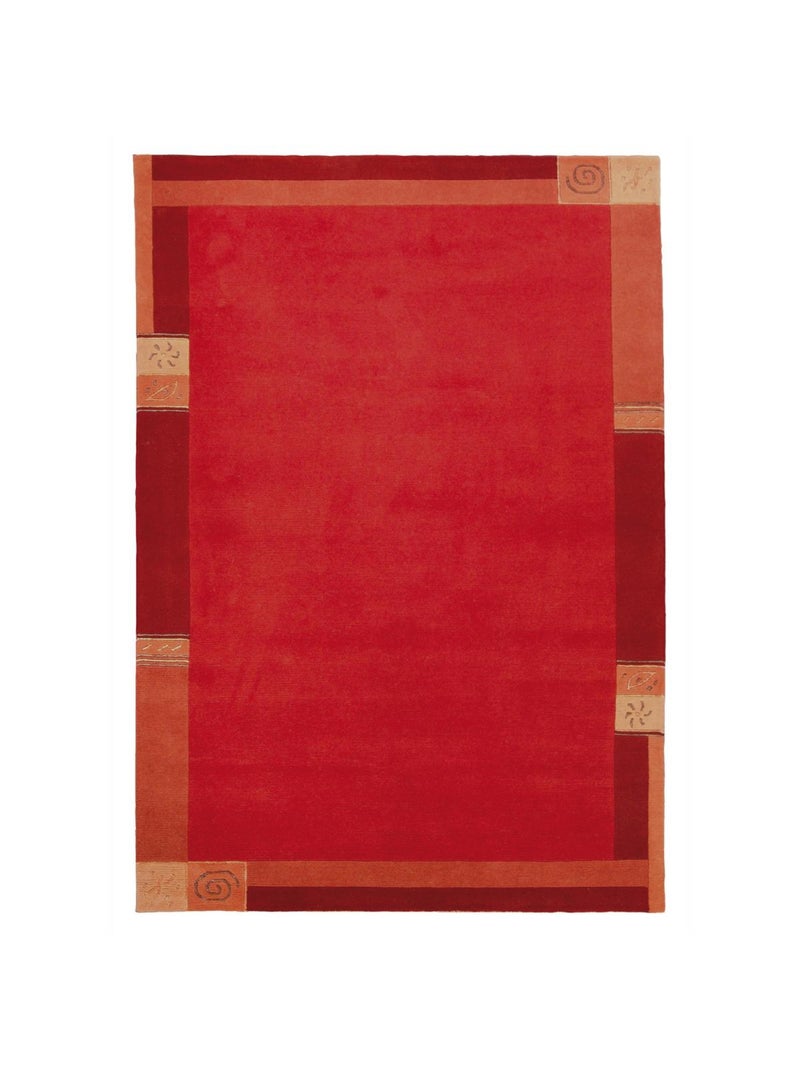 Tapis salon et chambre fait main en laine motif simple LIMANA Rouge - Kiabi
