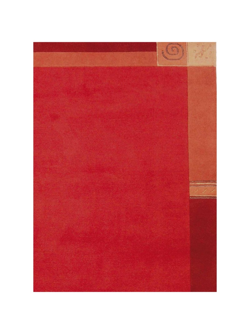 Tapis salon et chambre fait main en laine motif simple LIMANA Rouge - Kiabi