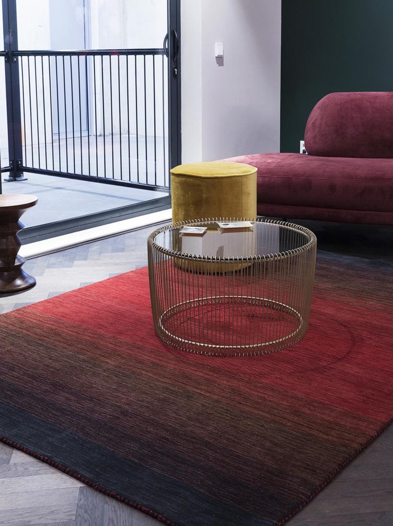 Tapis salon et chambre fait main en laine motif simple MOMSY Rouge - Kiabi