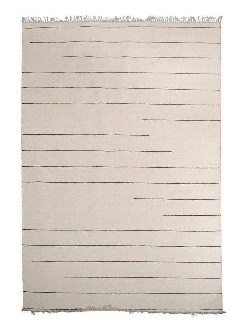 Tapis salon et chambre fait main en laine motif simple NIMBUS Beige - Kiabi