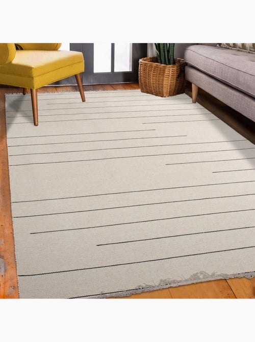 Tapis salon et chambre fait main en laine motif simple NIMBUS - Kiabi