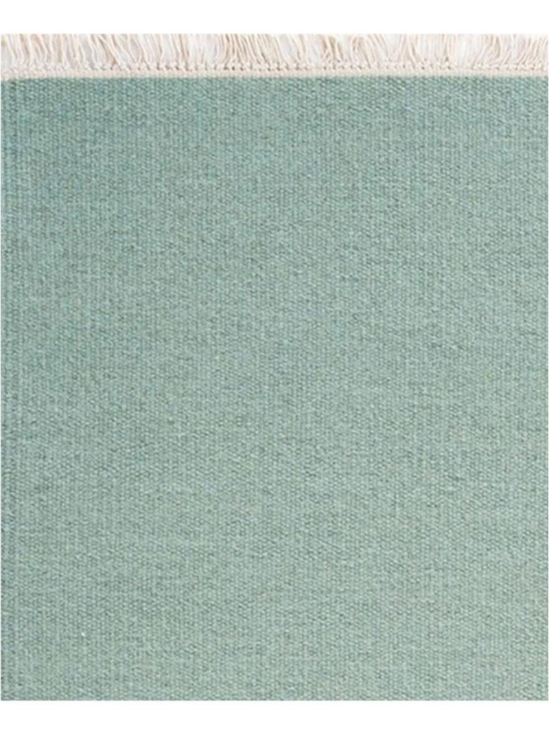 Tapis salon et chambre fait main en laine motif uni RAINBOW Vert - Kiabi