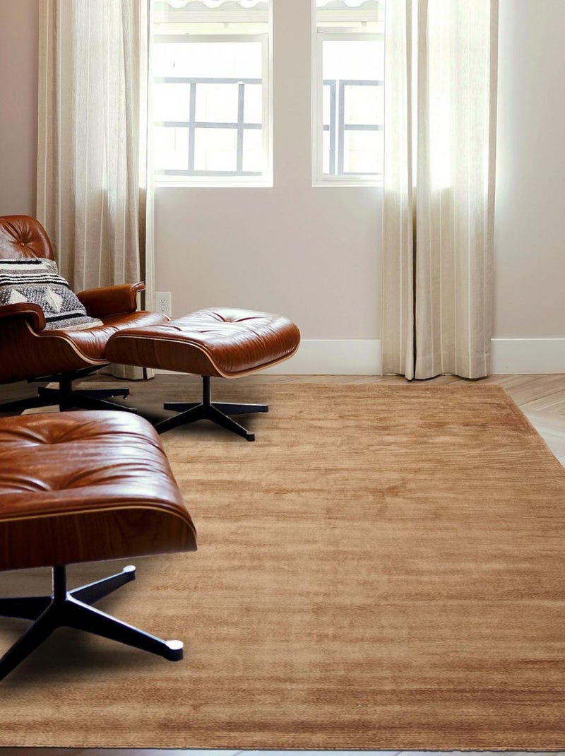 Tapis salon et chambre fait main en viscose motif faux uni KILIMAN Beige - Kiabi