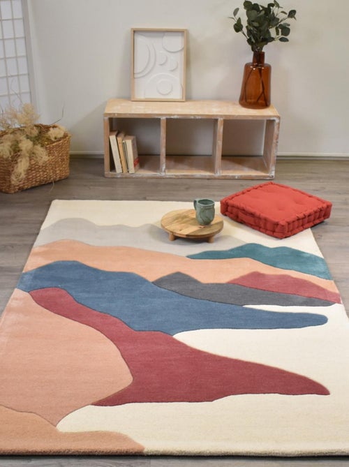 Tapis salon et chambre PAPOSO, fait à la main motif géométrique - Kiabi