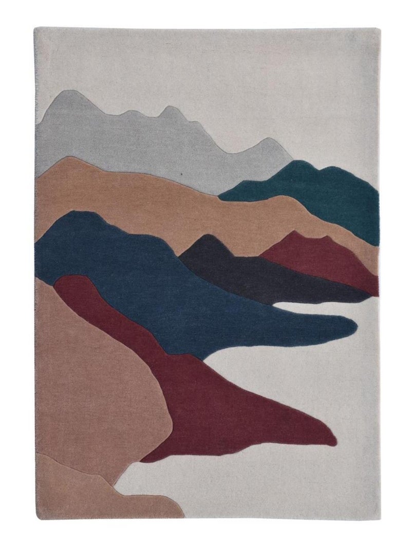 Tapis salon et chambre PAPOSO, fait à la main motif géométrique Beige - Kiabi