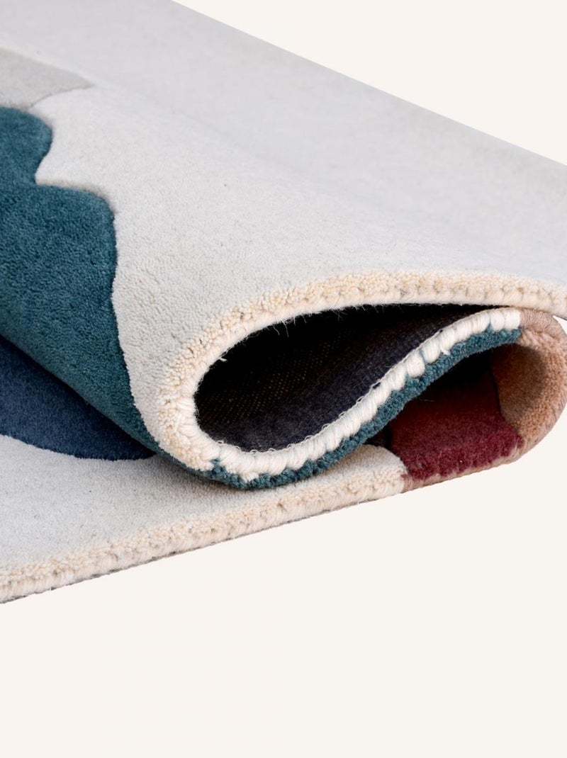Tapis salon et chambre PAPOSO, fait à la main motif géométrique Beige - Kiabi