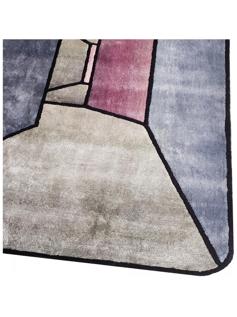 Tapis salon et chambre THE ROOM, fait à la main motif géométrique Bleu - Kiabi