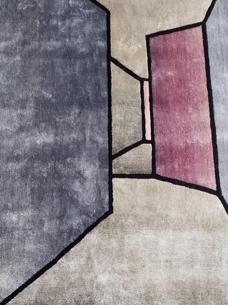 Tapis salon et chambre THE ROOM, fait à la main motif géométrique Bleu - Kiabi