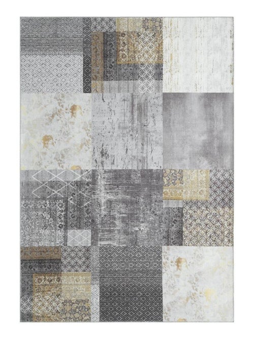 Tapis salon et chambre tissé en coton motif damier CARRAL - Kiabi