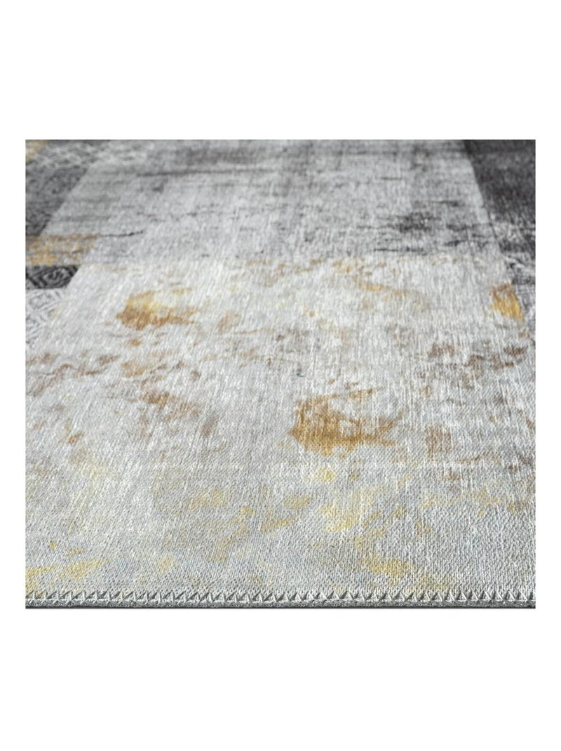 Tapis salon et chambre tissé en coton motif damier CARRAL Gris - Kiabi
