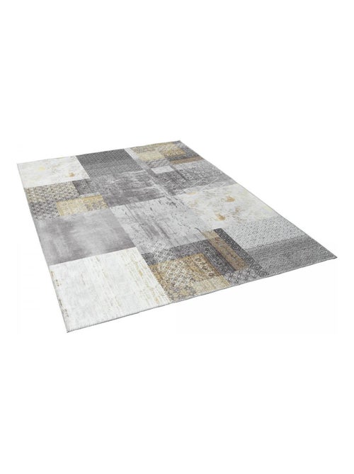 Tapis salon et chambre tissé en coton motif damier CARRAL - Kiabi