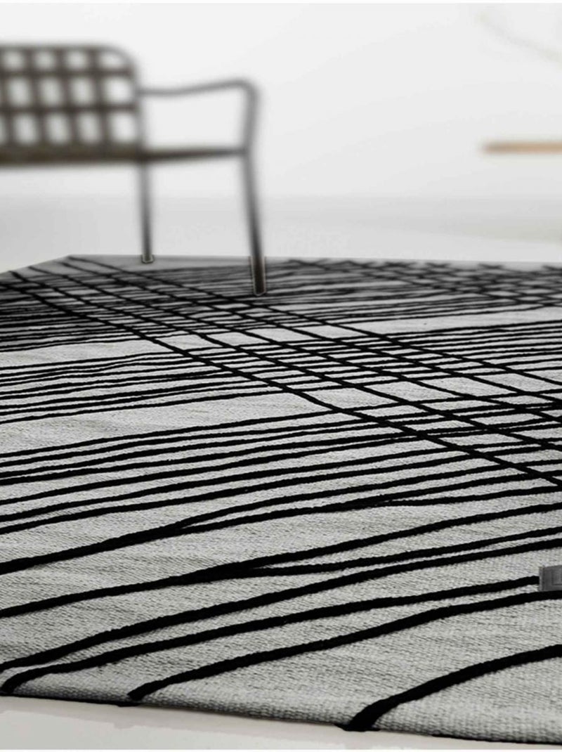 Tapis salon et chambre tissé en coton motif géométrique TUBE Gris - Kiabi