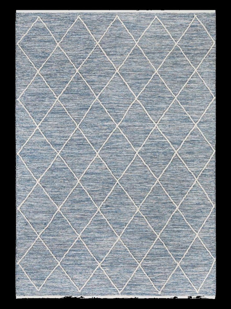 Tapis salon et chambre tissé en coton motif scandinave COTONA Bleu - Kiabi