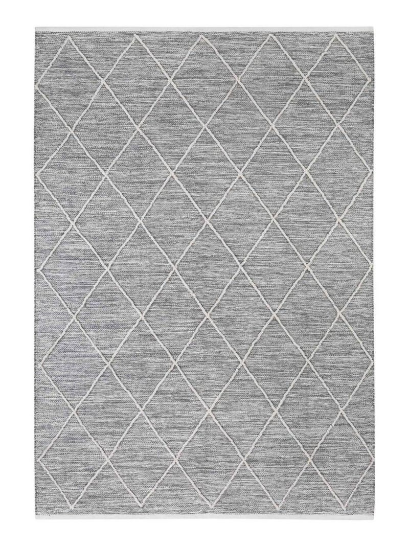 Tapis salon et chambre tissé en coton motif scandinave COTONA Gris - Kiabi