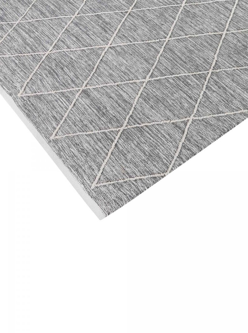 Tapis salon et chambre tissé en coton motif scandinave COTONA Gris - Kiabi