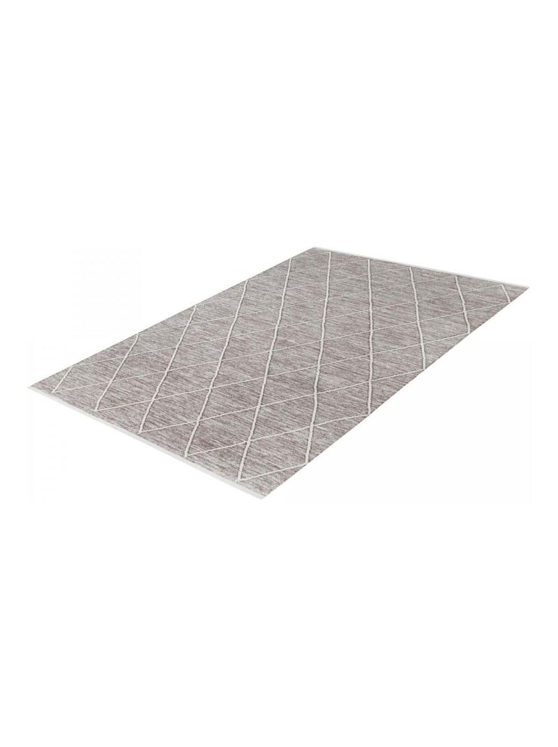 Tapis salon et chambre tissé en coton motif scandinave COTONA Marron - Kiabi