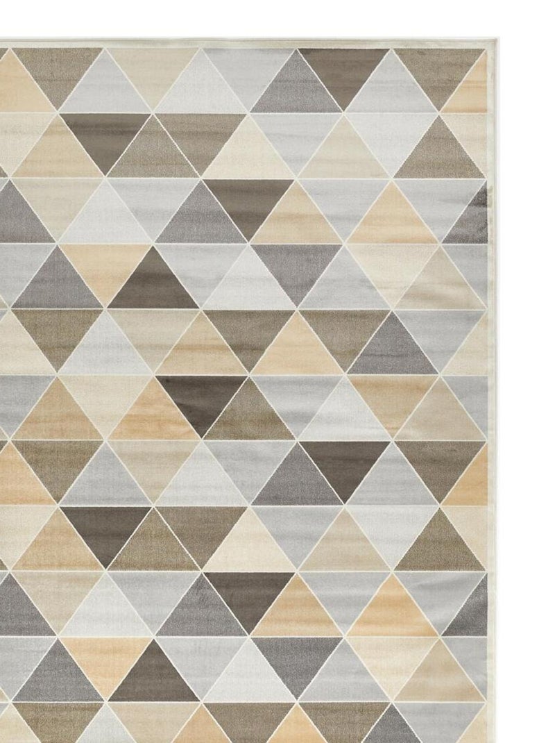 Tapis salon et chambre tissé en laine motif géométrique TRIA Beige - Kiabi