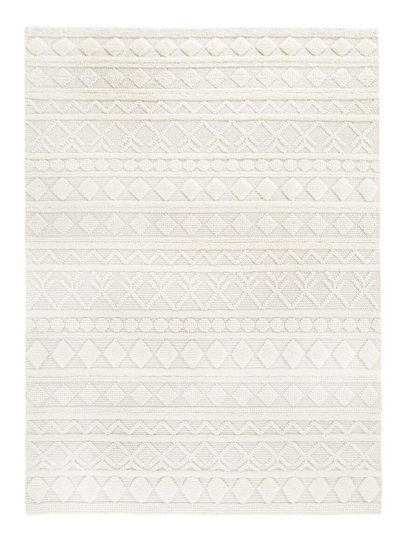 Tapis salon et chambre tissé en laine motif scandinave TINCA Ecru - Kiabi