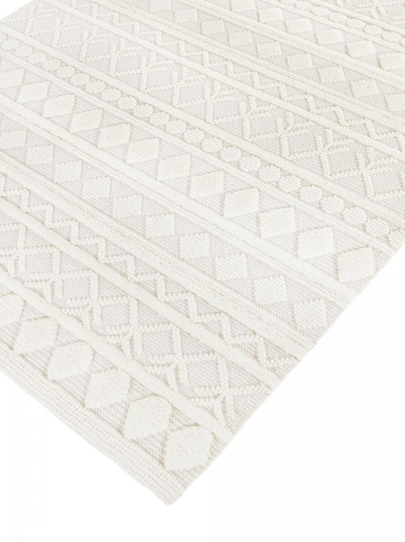 Tapis salon et chambre tissé en laine motif scandinave TINCA Ecru - Kiabi