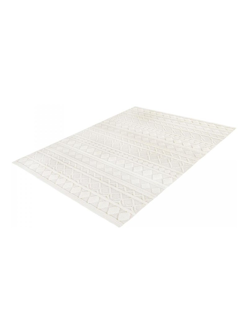 Tapis salon et chambre tissé en laine motif scandinave TINCA Ecru - Kiabi